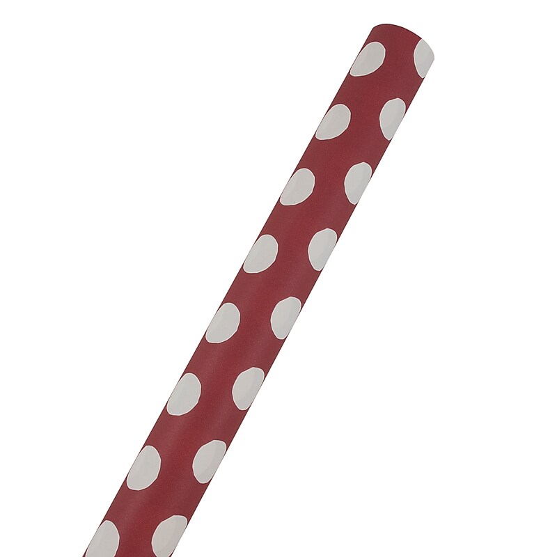 JAM Paper Wrapping Paper, 25 Sq. ft. x 30", Red with White Polka Dots (226431180) image 1
