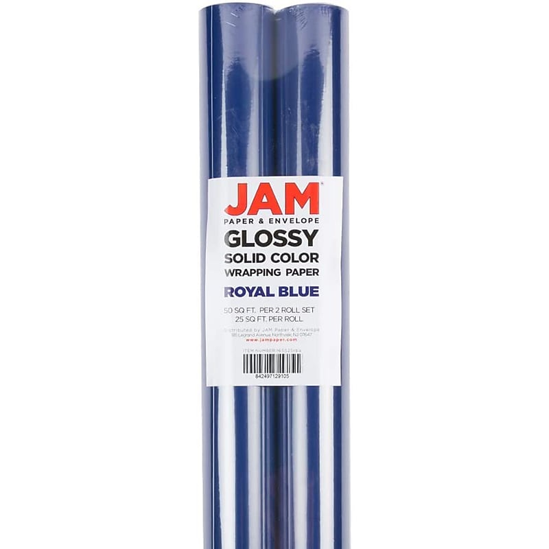 JAM Paper Wrapping Paper, 25 Sq. ft. x 30", Royal Blue, 2/Pack (165S25RBA) image 1