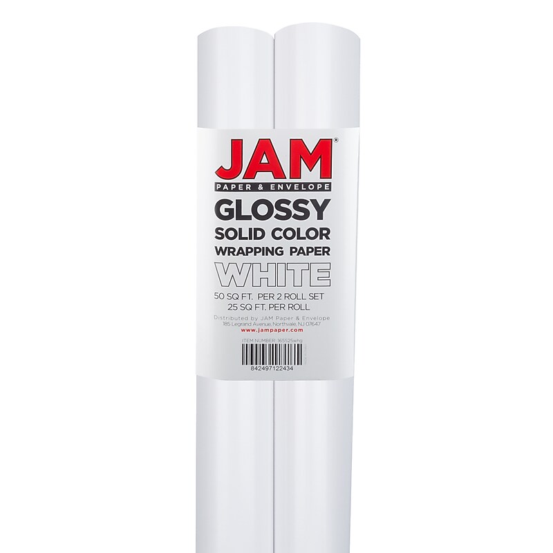 JAM Paper Wrapping Paper, 25 Sq. ft. x 30" White, 2/Pack (165S25WHG) image 1