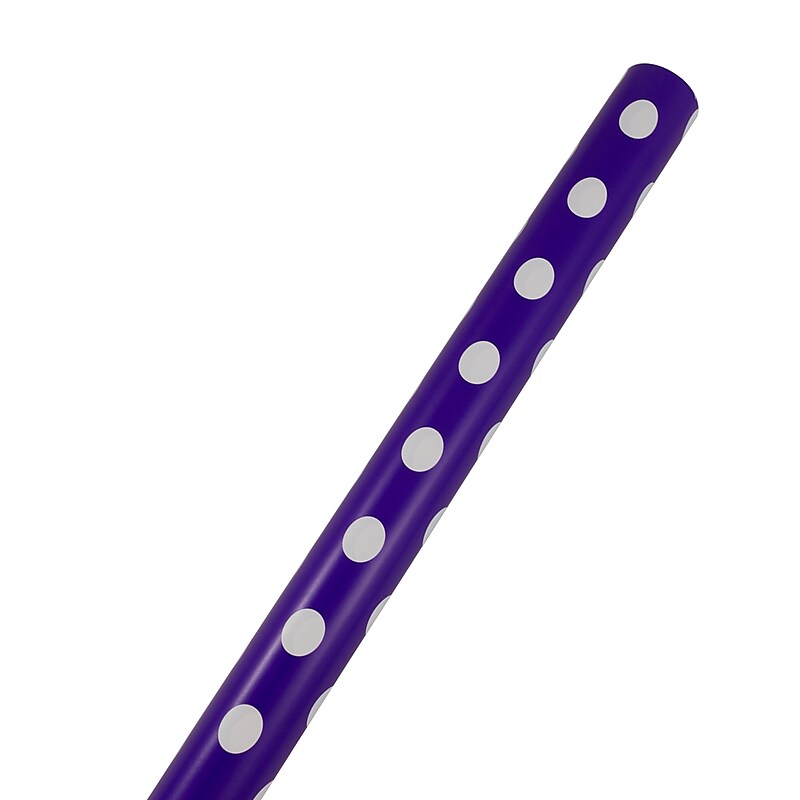 JAM Paper Wrapping Paper, 25 Sq. ft. x 30", Purple with White Polka Dots (2226416996) image 1