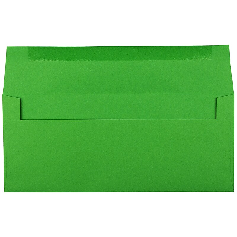 JAM Paper Gummed #10 Business Envelope, 4 1/8" x 9 1/2", Green Brite Hue, 50/Pack (15862I) image 1