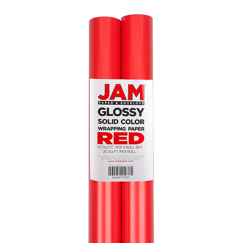 JAM Paper Wrapping Paper, 25 Sq. ft. x 30", Red, 2/Pack (165S25REG) image 1