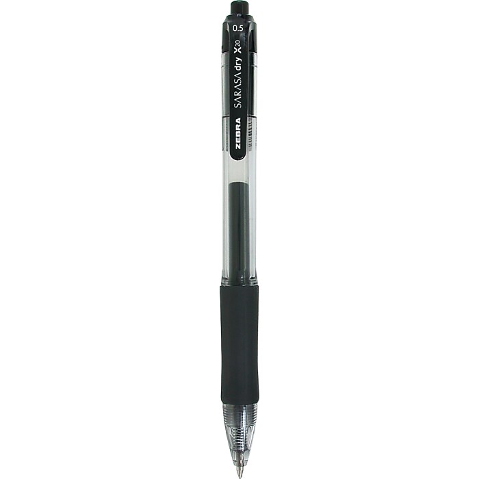 Zebra Sarasa Dry X20 Retractable Gel Pen, Fine Point, 0.5mm, Black
