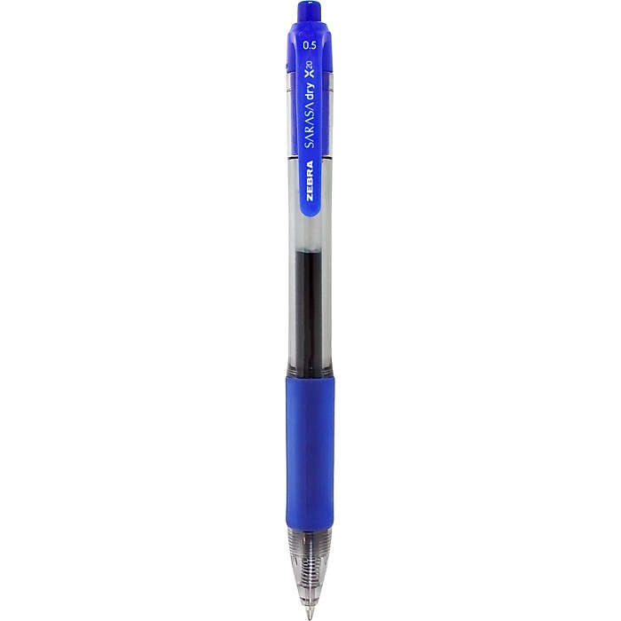 Zebra Sarasa Dry X20 Retractable Gel Pen, Fine Point, 0.5mm, Blue