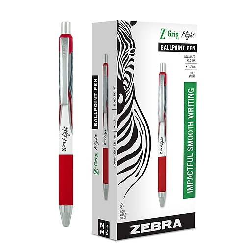 Zebra Z-Grip Flight Retractable Ballpoint Pen, Bold Point, 1.2mm, Red Ink, Dozen (21930) Zebra Z-Grip Flight Retractable Ballpoint Pen, Bold Point, 1.2mm, Red Ink, Dozen (21930)