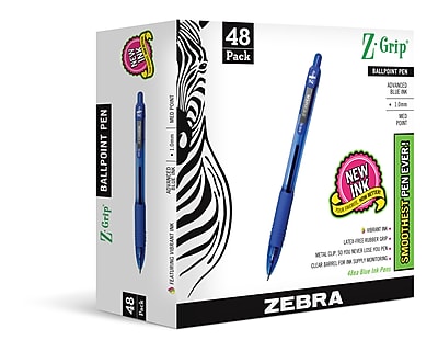 Zebra Z-Grip Retractable Ballpoint Pens – 48 Pack, Black Ink, Medium 1.0mm Point