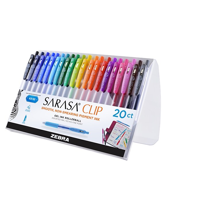 Zebra Sarasa Clip Retractable Gel Pen, Fine Point, 0.5mm, Assorted