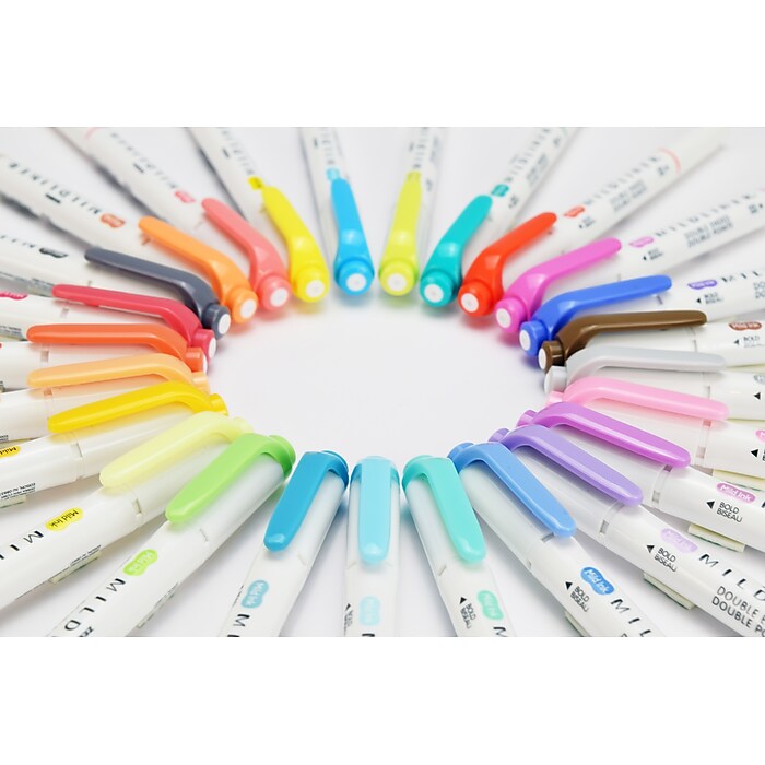 Zebra Mildliner Twin Tip Highlighters, Bullet/Chisel Tip