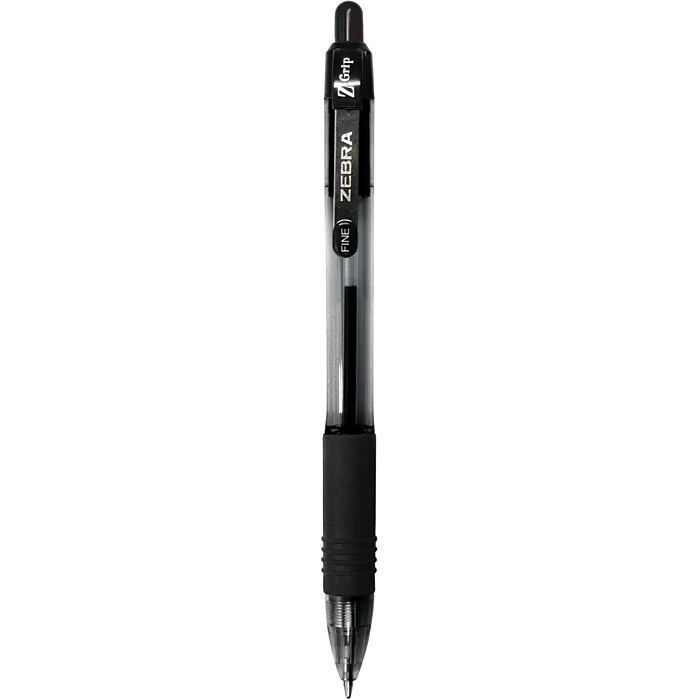 Zebra Z-Grip Retractable Ballpoint Pens, Fine Point, 0.7mm, Black