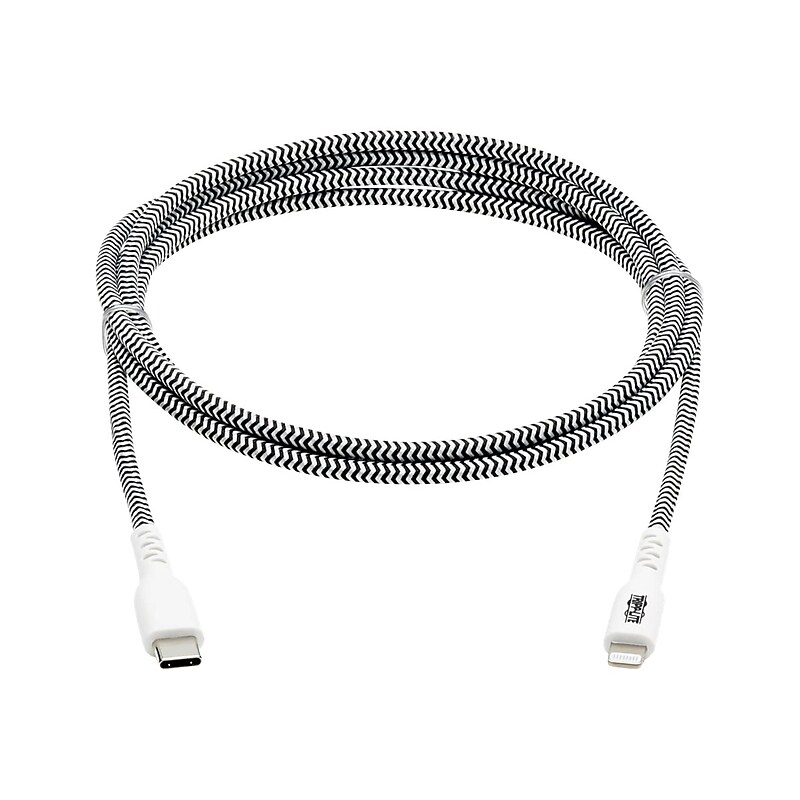 Tripp Lite Lightning to USB-C Charging Cable, 5.9 ft., Black/White (M102-006-HD) image 1