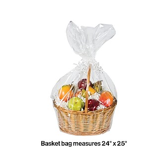 Creative Converting Basket Bag, 23.75" x 24.75", Clear, 12/Pack (DTC060304BAG)