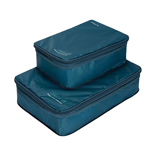 Travelon World Travel Essentials Cubes with Compression, Peacock Teal,  2/Pack (43506-383)