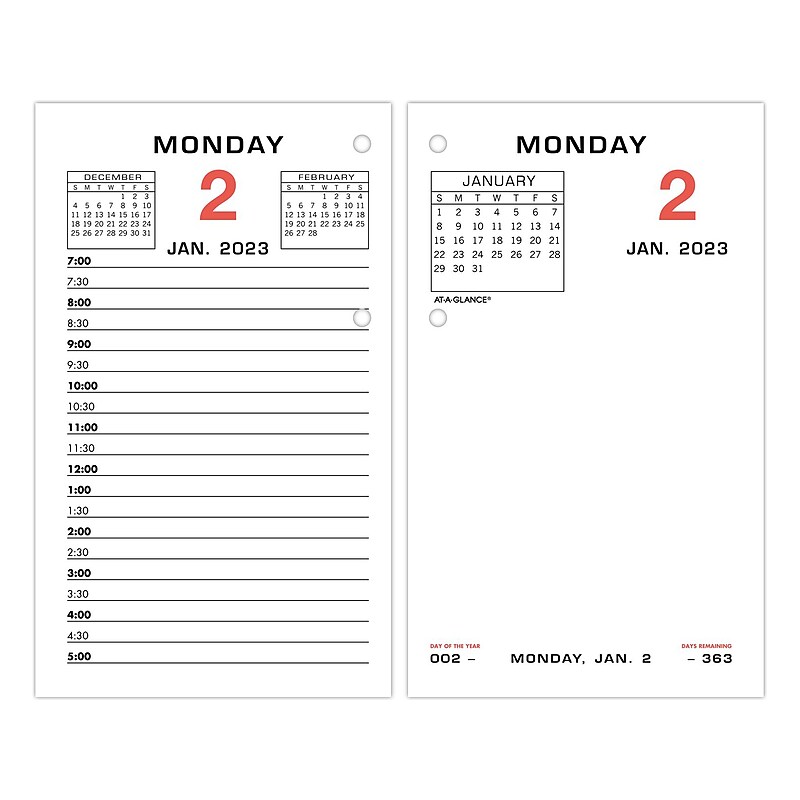 2023 AT-A-GLANCE Daily Loose-Leaf Desk Calendar Refill, 6" x 3.5", White (E017-50-23) image 1