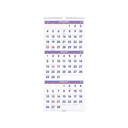 2023 Staples 12" x 27" Wall Calendar, Red/White (ST5392023) Staples