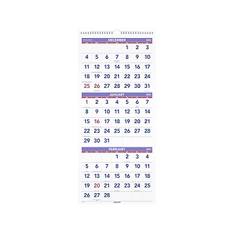 2023 AT-A-GLANCE 12" x 27" Three-Month Wall Calendar, White/Purple/Red (PM11-28-23)