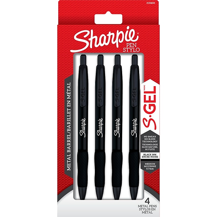 Sharpie S-Gel Metal RT Gel Pen, Medium Point, Black Ink, 4 Sharpie S-Gel Metal RT Gel Pen, Medium Point, Black Ink, 4