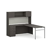 HON Mod 72" L-Shaped Executive Desk with Storage, Slate Teak (HLPL8472LDSKSL1ULEGS)