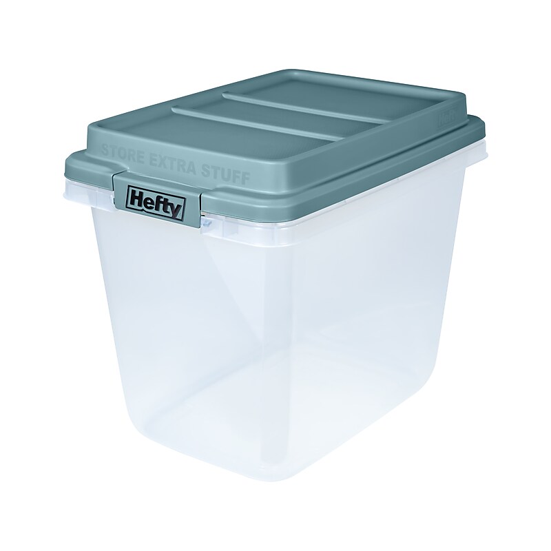 Hefty 32 Qt. Lift Off Lid Storage Bin, Gray/Clear, 6/Pack (HFT-7161010665666-6) image 1