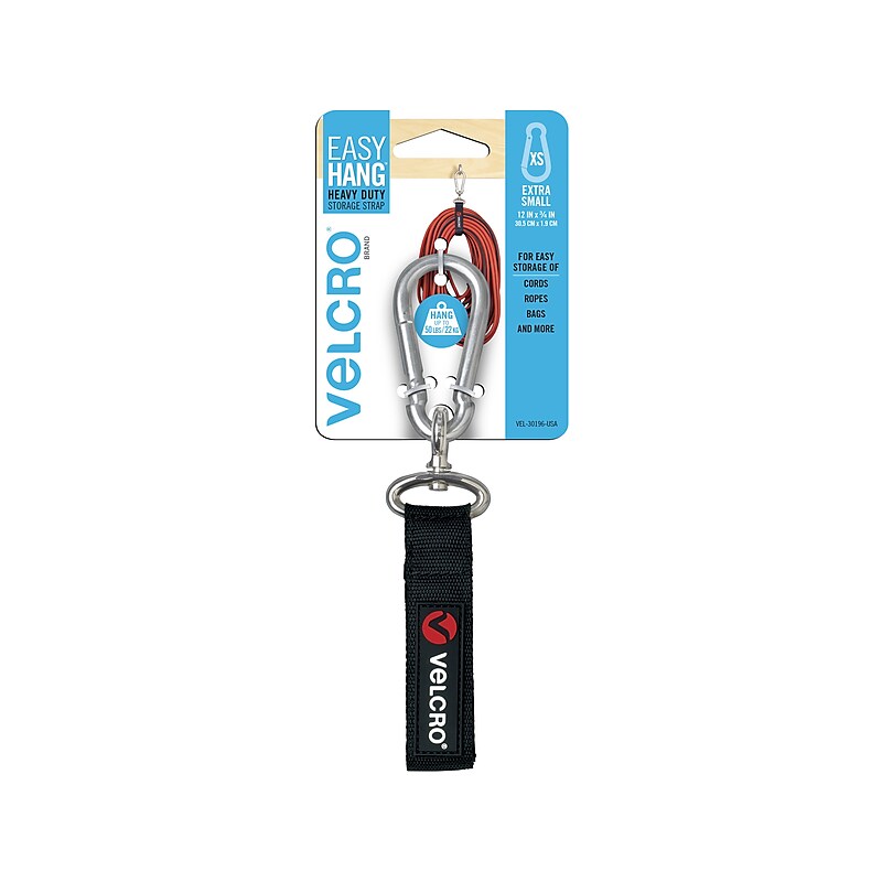 Velcro EASY HANG 0.75" x 12" Storage Strap Hook & Loop Fastener, Black (VEL-30196-USA) image 1