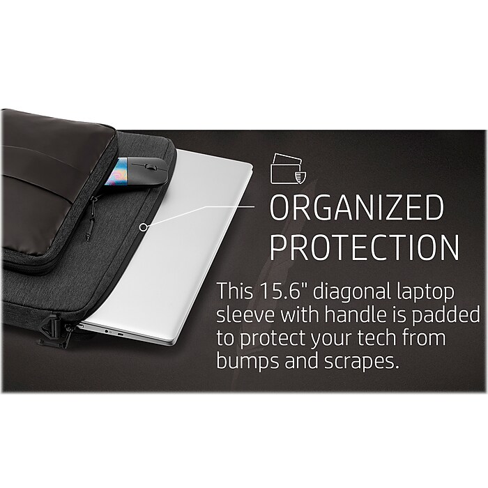 HP Polyester Laptop Sleeve for 15.6 Laptops Black Brown 1G6D6AA Staples
