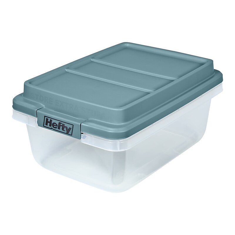 Hefty Hi-Rise 18 Qt. Lift Off Lid Storage Tote, Gray/Clear, 8/Pack (HFT-7160010665666-8) image 1