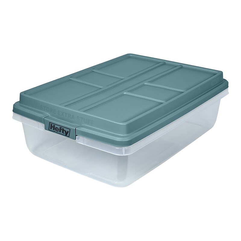 Hefty Hi-Rise 40 Qt. Lift Off Lid Storage Tote, Gray/Clear, 6/Pack (HFT-7162010665666-6) image 1