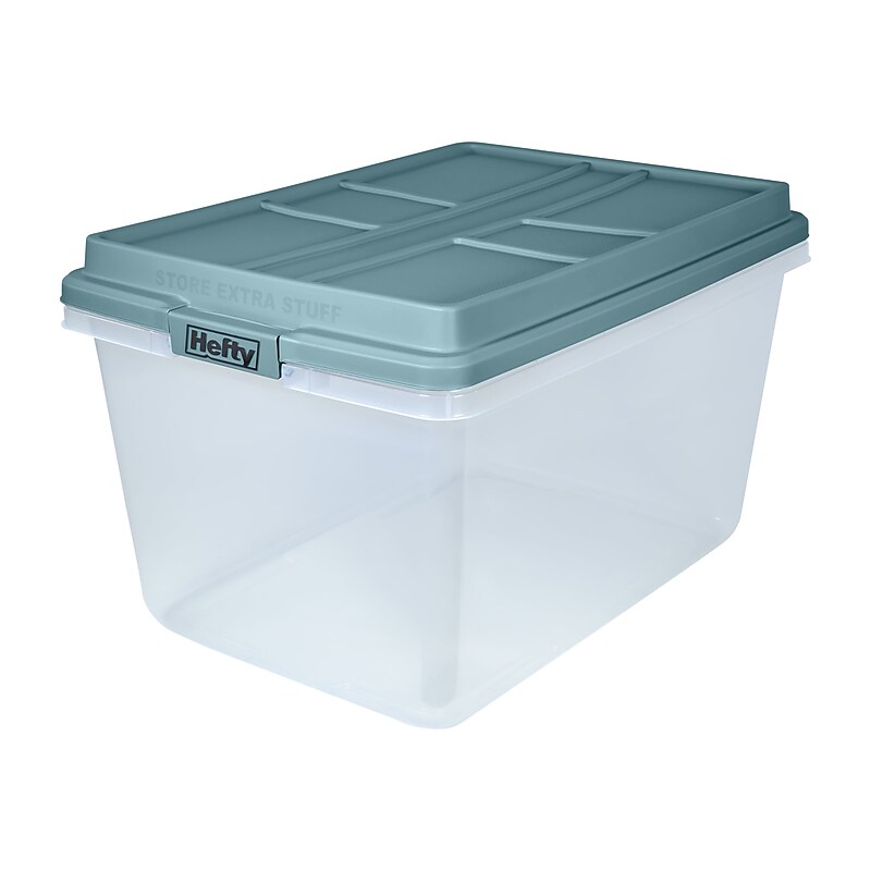 Hefty Hi-Rise 72 Qt. Lift Off Lid Storage Tote, Gray/Clear, 6/Pack (HFT-7163010665666-6) image 1
