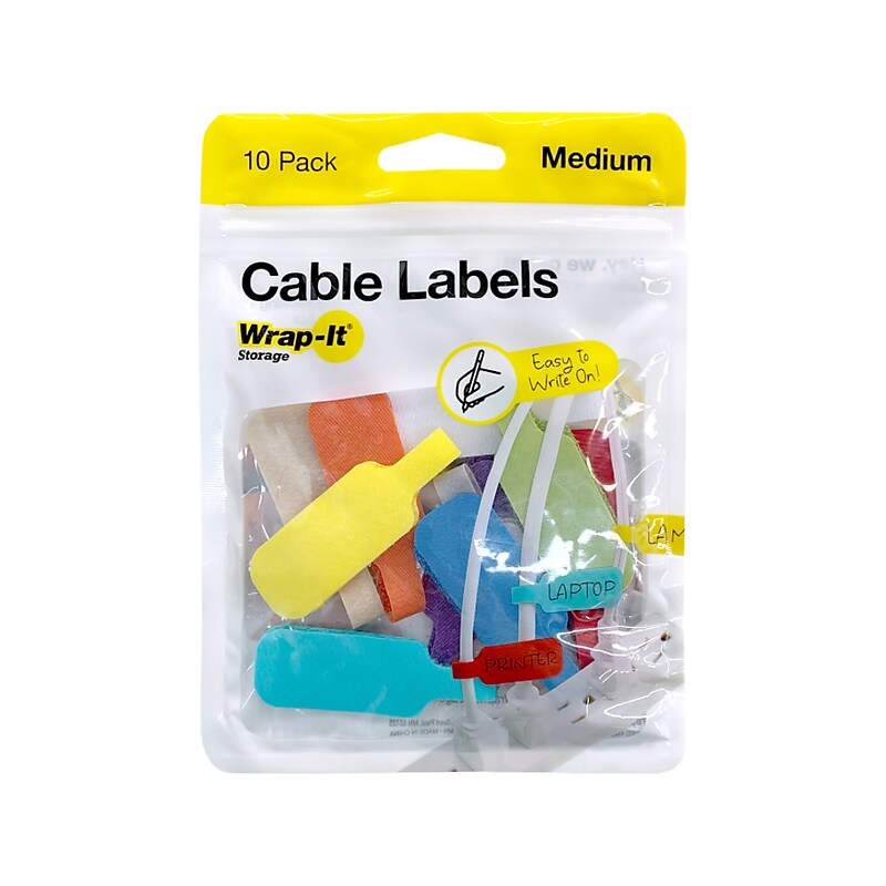 Wrap-It Storage Cable Labels, Assorted Colors, 10/Pack (410-CL-MD-MC) image 1
