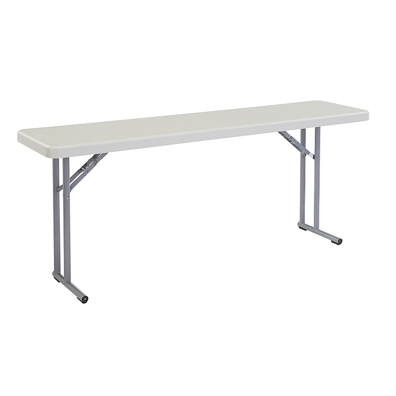 National Public Seating BT1800 Series 6' x 18" Plastic Folding Table, Speckled Gray (BT1872) image 1