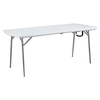 NPS® Heavy Duty Fold-in-Half Table, 30 x 72, Speckled Gray (BMFIH30721)