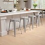 Flash Furniture Cierra Industrial Metal Stackable Counter-Height Bar Stool without Back, Silver, 4-Pieces/Pack (4ET3132024SVR)~#|#~sp152793881_sc7