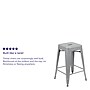 Flash Furniture Cierra Industrial Metal Stackable Counter-Height Bar Stool without Back, Silver, 4-Pieces/Pack (4ET3132024SVR)~#|#~sp152793884_sc7