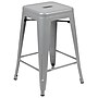 Flash Furniture Cierra Industrial Metal Stackable Counter-Height Bar Stool without Back, Silver, 4-Pieces/Pack (4ET3132024SVR)~#|#~sp152793893_sc7