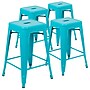 Flash Furniture Cierra Industrial Metal Stackable Counter-Height Bar Stool without Back, Teal, 4-Pieces/Pack (4ET3132024TLR)~#|#~sp152793907_sc7