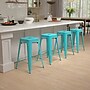 Flash Furniture Cierra Industrial Metal Stackable Counter-Height Bar Stool without Back, Teal, 4-Pieces/Pack (4ET3132024TLR)~#|#~sp152793918_sc7