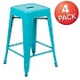 Flash Furniture Cierra Industrial Metal Stackable Counter-Height Bar Stool without Back, Teal, 4-Pieces/Pack (4ET3132024TLR)~#|#~sp152793920_sc7