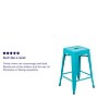 Flash Furniture Cierra Industrial Metal Stackable Counter-Height Bar Stool without Back, Teal, 4-Pieces/Pack (4ET3132024TLR)~#|#~sp152793922_sc7