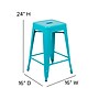 Flash Furniture Cierra Industrial Metal Stackable Counter-Height Bar Stool without Back, Teal, 4-Pieces/Pack (4ET3132024TLR)~#|#~sp152793924_sc7