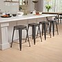Flash Furniture Cierra Industrial Metal Stackable Counter-Height Bar Stool without Back, Black, 4-Pieces/Pack (4ET3132024BKR)~#|#~sp152793980_sc7