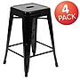 Flash Furniture Cierra Industrial Metal Stackable Counter-Height Bar Stool without Back, Black, 4-Pieces/Pack (4ET3132024BKR)~#|#~sp152793981_sc7