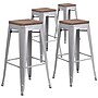 Flash Furniture Lily Industrial Metal Barstool without Back, Silver, 4-Pieces/Pack (4CH3132030SILW)~#|#~sp152794006_sc7
