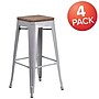 Flash Furniture Lily Industrial Metal Barstool without Back, Silver, 4-Pieces/Pack (4CH3132030SILW)~#|#~sp152794015_sc7