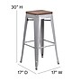 Flash Furniture Lily Industrial Metal Barstool without Back, Silver, 4-Pieces/Pack (4CH3132030SILW)~#|#~sp152794019_sc7