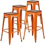 Flash Furniture Lily Industrial Metal Barstool without Back, Orange, 4-Pieces/Pack (4CH3132030ORW)~#|#~sp152794046_sc7
