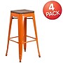 Flash Furniture Lily Industrial Metal Barstool without Back, Orange, 4-Pieces/Pack (4CH3132030ORW)~#|#~sp152794053_sc7