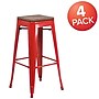 Flash Furniture Lily Industrial Metal Barstool without Back, Red, 4-Pieces/Pack (4CH3132030REDW)~#|#~sp152794087_sc7