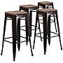 Flash Furniture Lily Industrial Metal Barstool without Back, Black-Antique Gold, 4-Pieces/Pack (4CH3132030BQW)~#|#~sp152794096_sc7