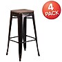 Flash Furniture Lily Industrial Metal Barstool without Back, Black-Antique Gold, 4-Pieces/Pack (4CH3132030BQW)~#|#~sp152794103_sc7