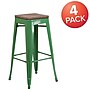 Flash Furniture Lily Industrial Metal Barstool without Back, Green, 4-Pieces/Pack (4CH3132030GNW)~#|#~sp152794123_sc7