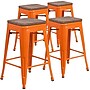 Flash Furniture Lily Industrial Metal Counter Height Stool without Back, Orange, 4-Pieces/Pack (4CH3132024ORW)~#|#~sp152794181_sc7